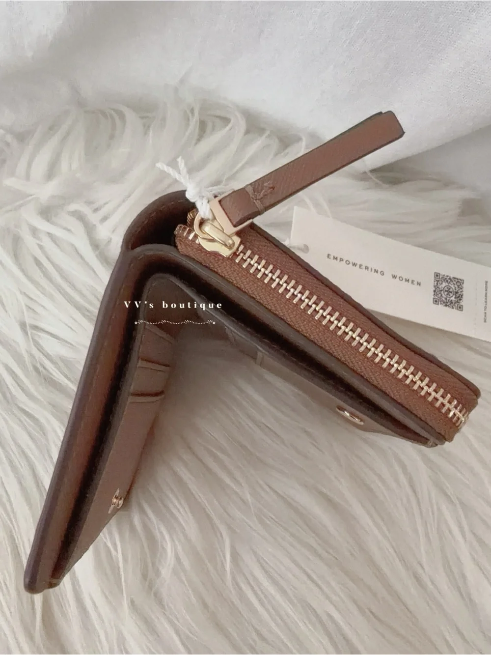 NWT Tory Burch Emerson Mini Wallet Saffiano Leather Moose Brown 147606 RARE